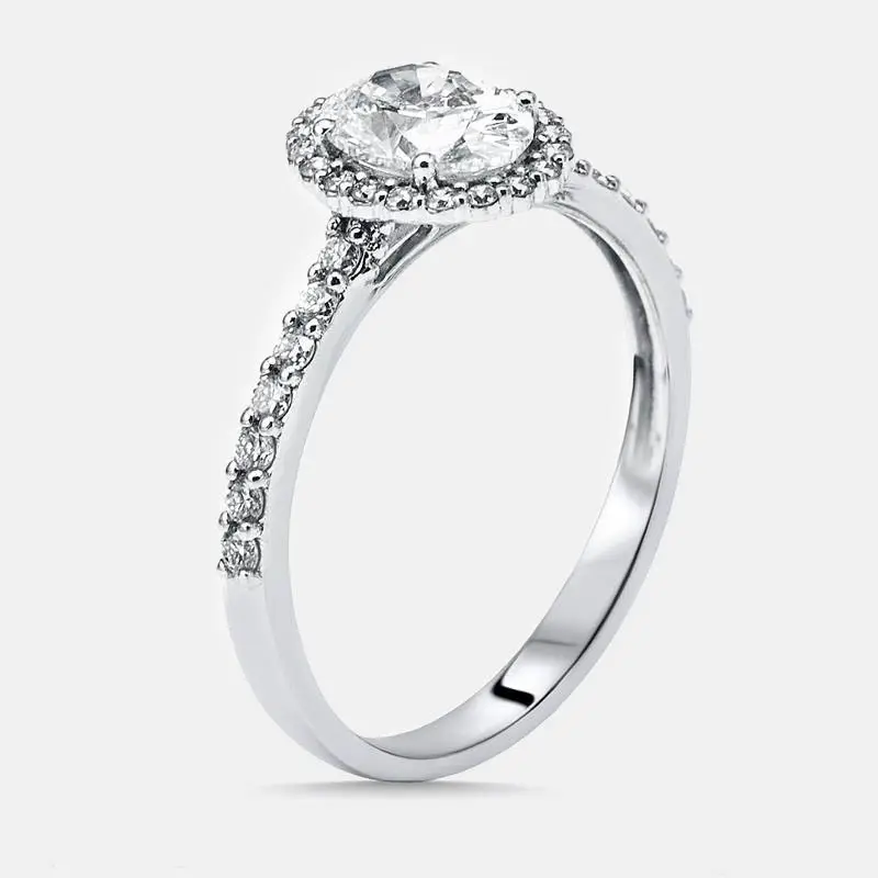1.33 cts Oval Lab Grown Diamond 14K White Gold Ring Size 55