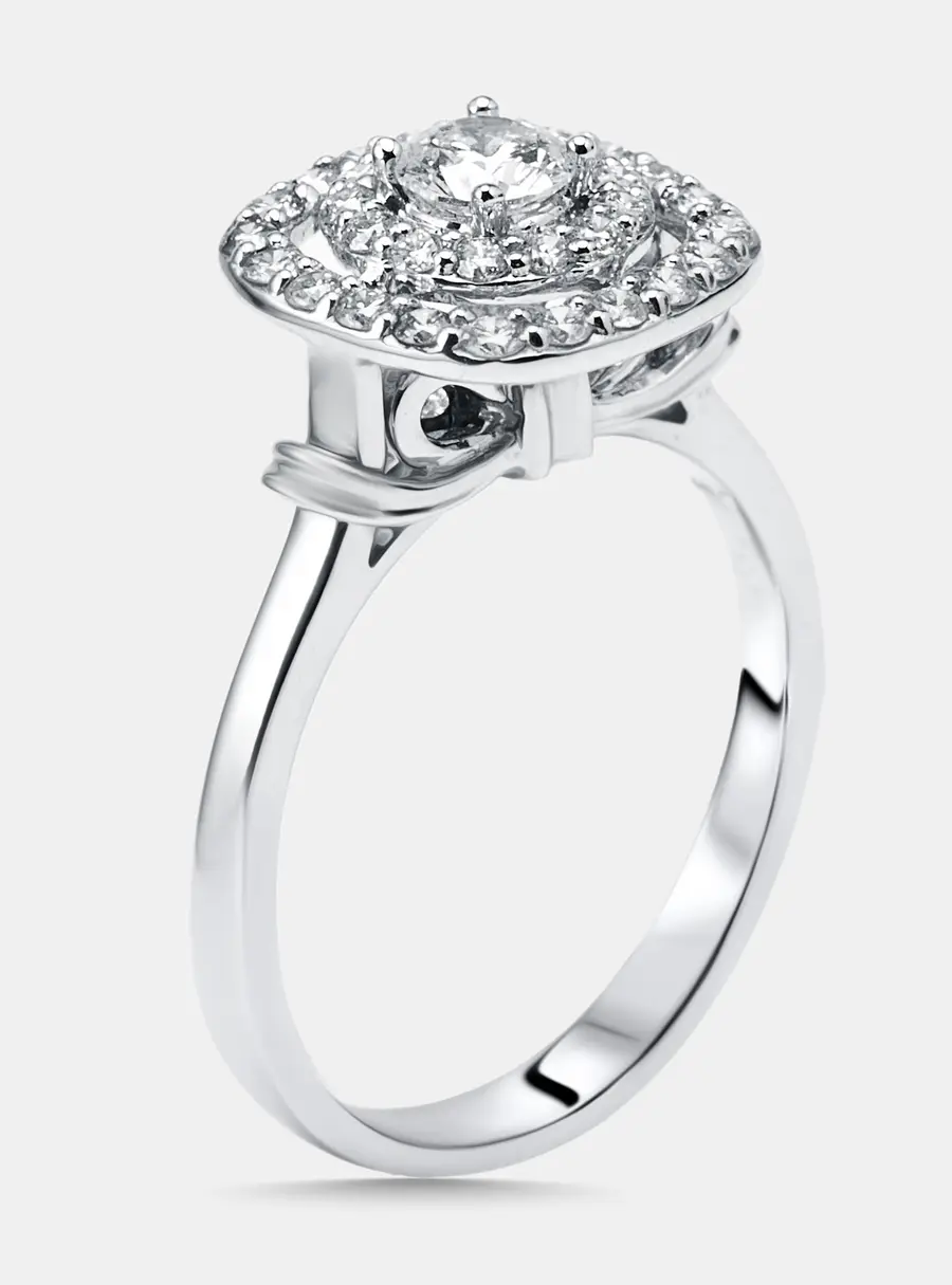 0.74 cts Round Lab Grown Diamond 14K White Gold Ring Size 55