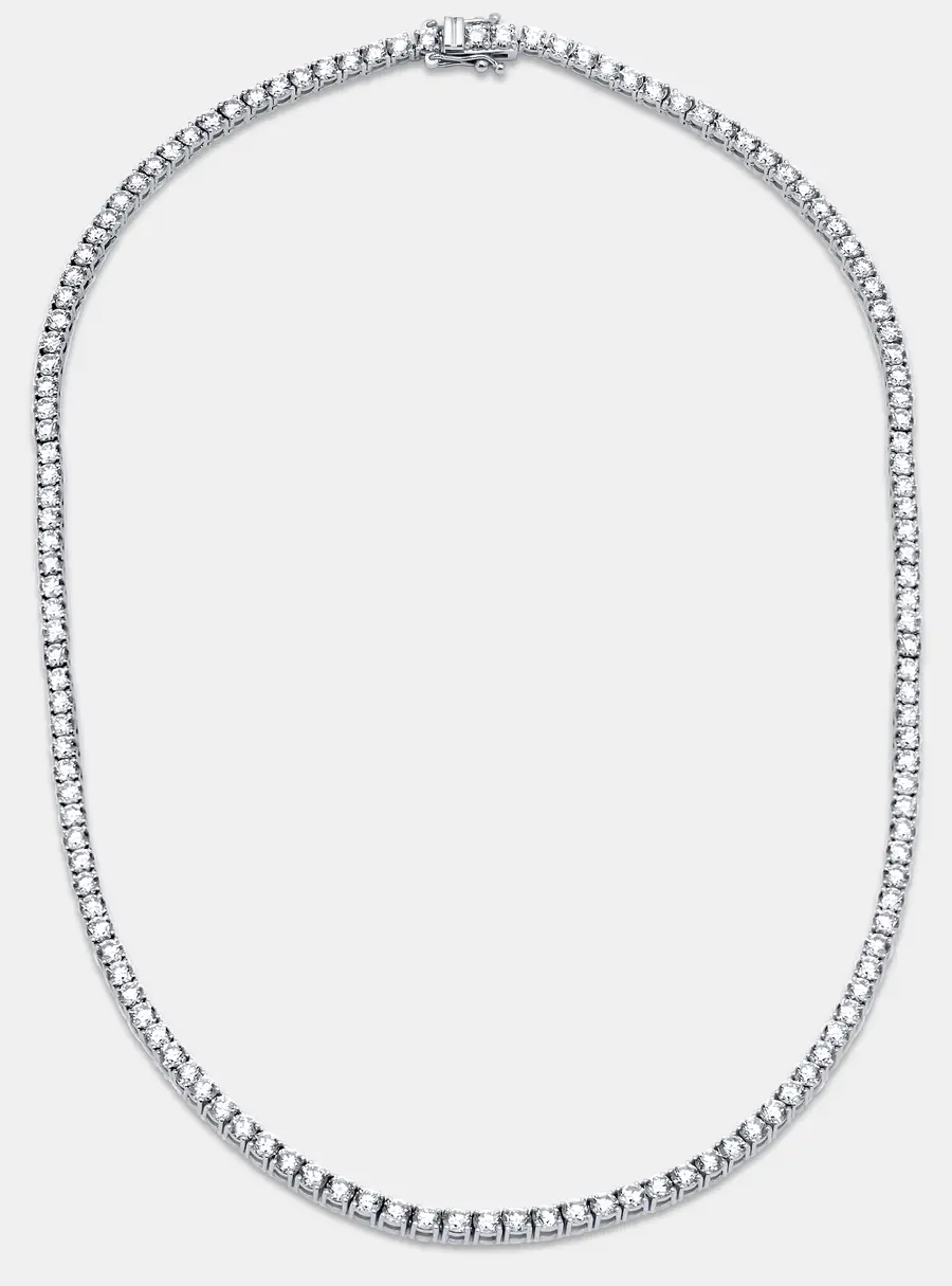 13 cts Round Lab Grown Diamonds Sterling Silver 925 Necklace