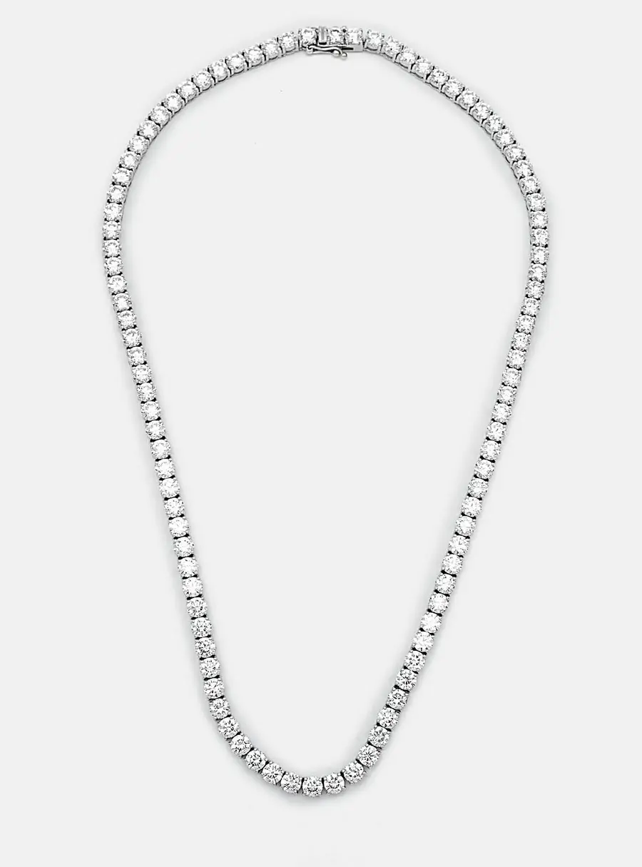25 cts Round Lab Grown Diamonds Sterling Silver 925 Necklace