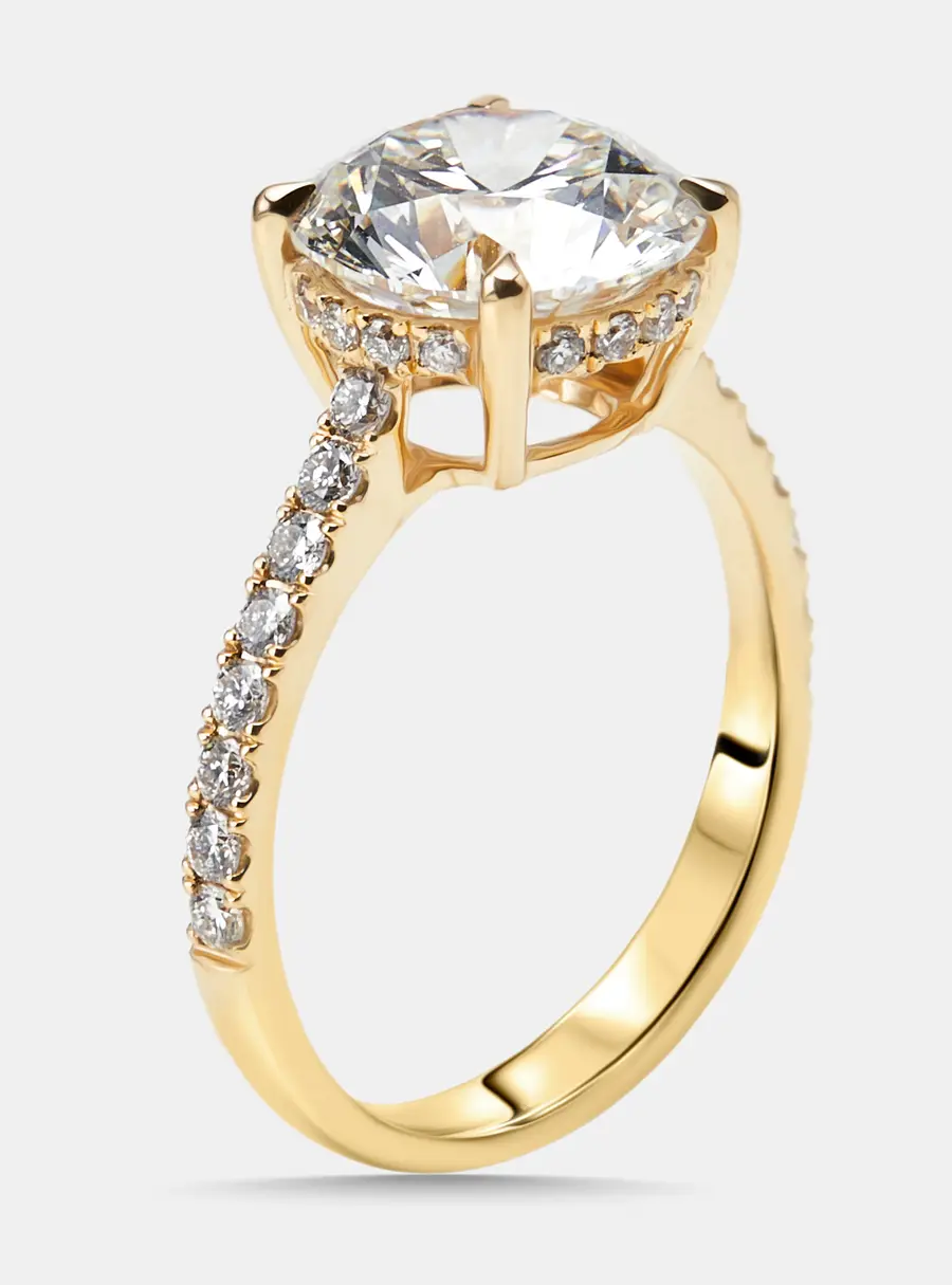 3.5 cts Round Lab Grown Diamonds 18k Yellow Gold Ring Size 53