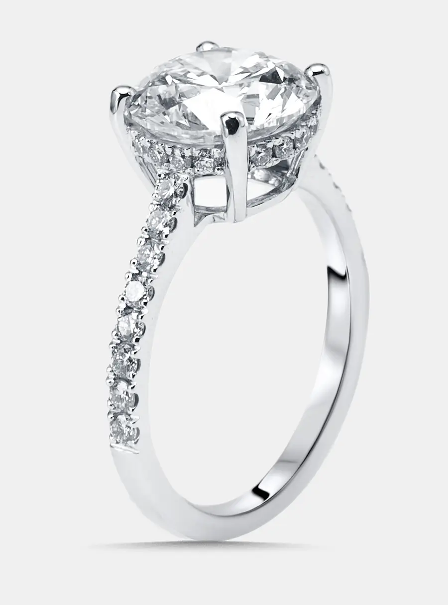 3.5 cts Round Lab Grown Diamonds 18k White Gold Ring Size 53