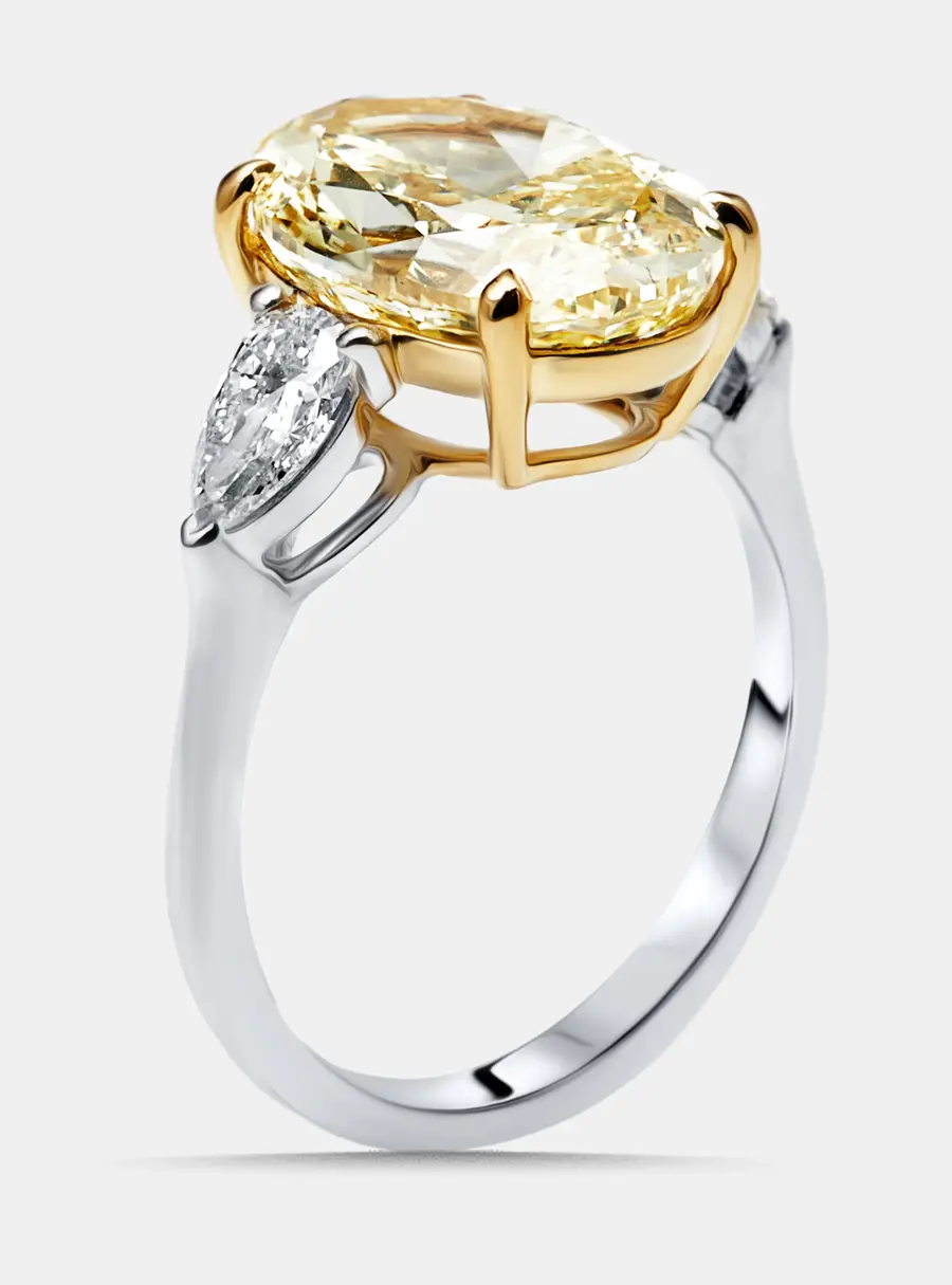 5.5 cts Oval, Pear Lab Grown Diamonds 18k Two Tone Gold Ring Size 52