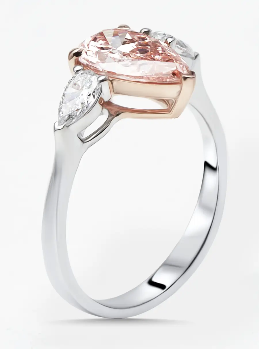 1.9 cts Pear Lab Grown Diamonds 18k Two Tone Gold Ring Size 53