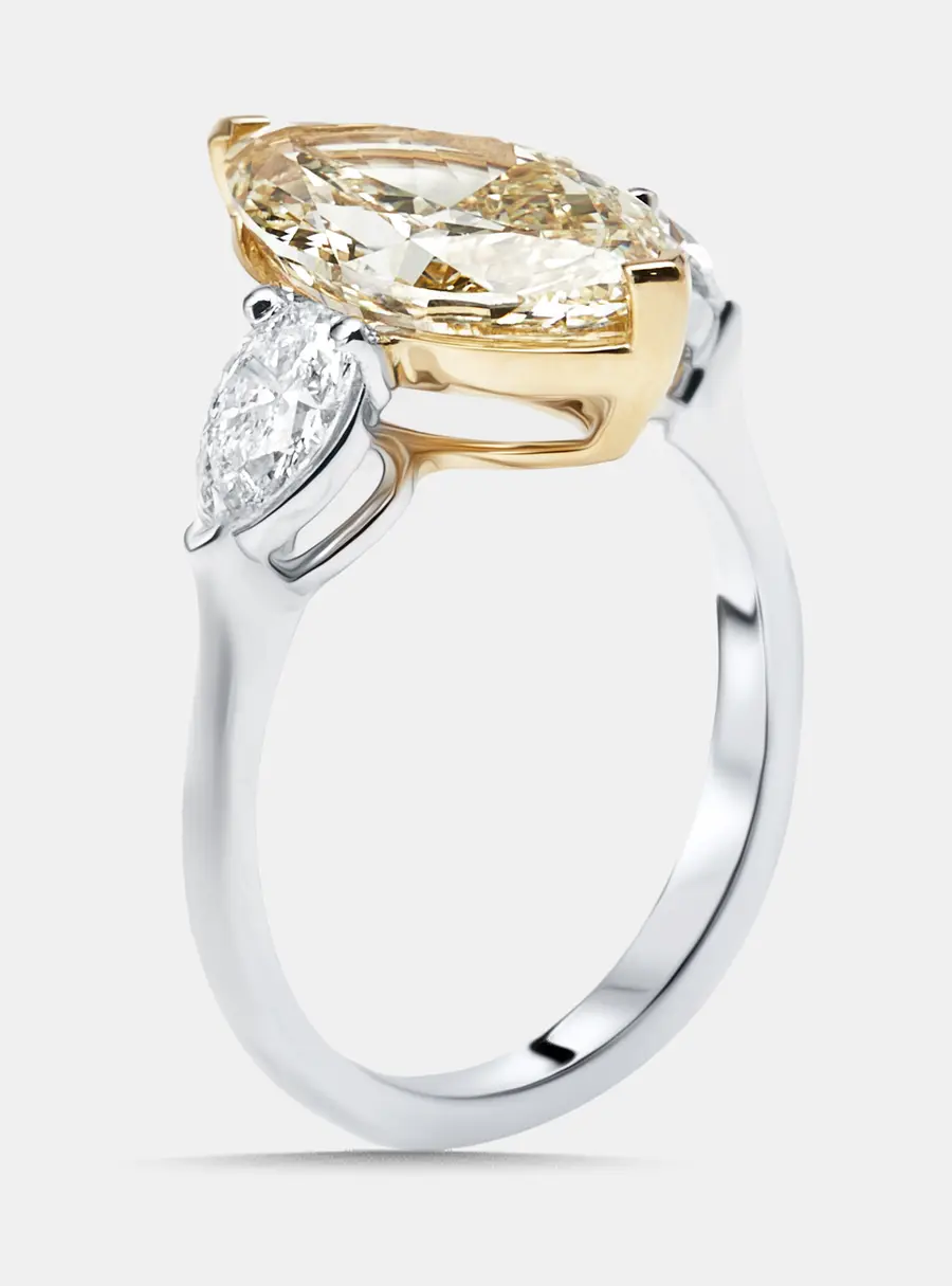 3.7 cts Marquise, Pear Lab Grown Diamonds 18k Two Tone Gold Ring Size 51