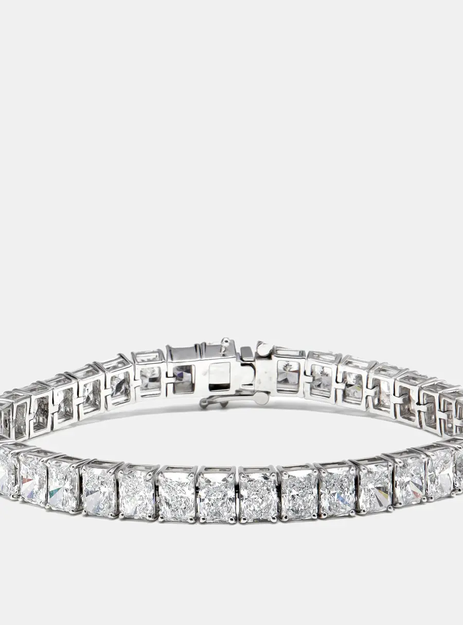 19.5 cts Radiant Lab Grown Diamonds 18k White Gold Bracelet