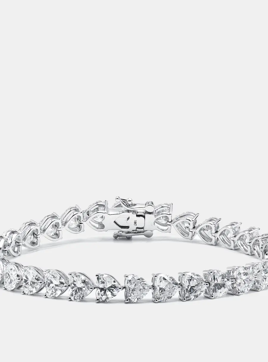9 cts Heart Lab Grown Diamonds 18k White Gold Bracelet
