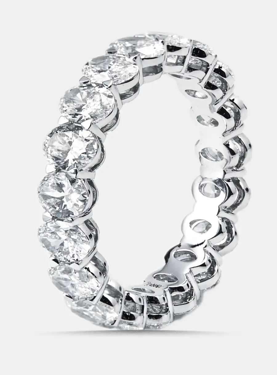 3.8 cts Oval Lab Grown Diamonds 18k White Gold Ring Size 51
