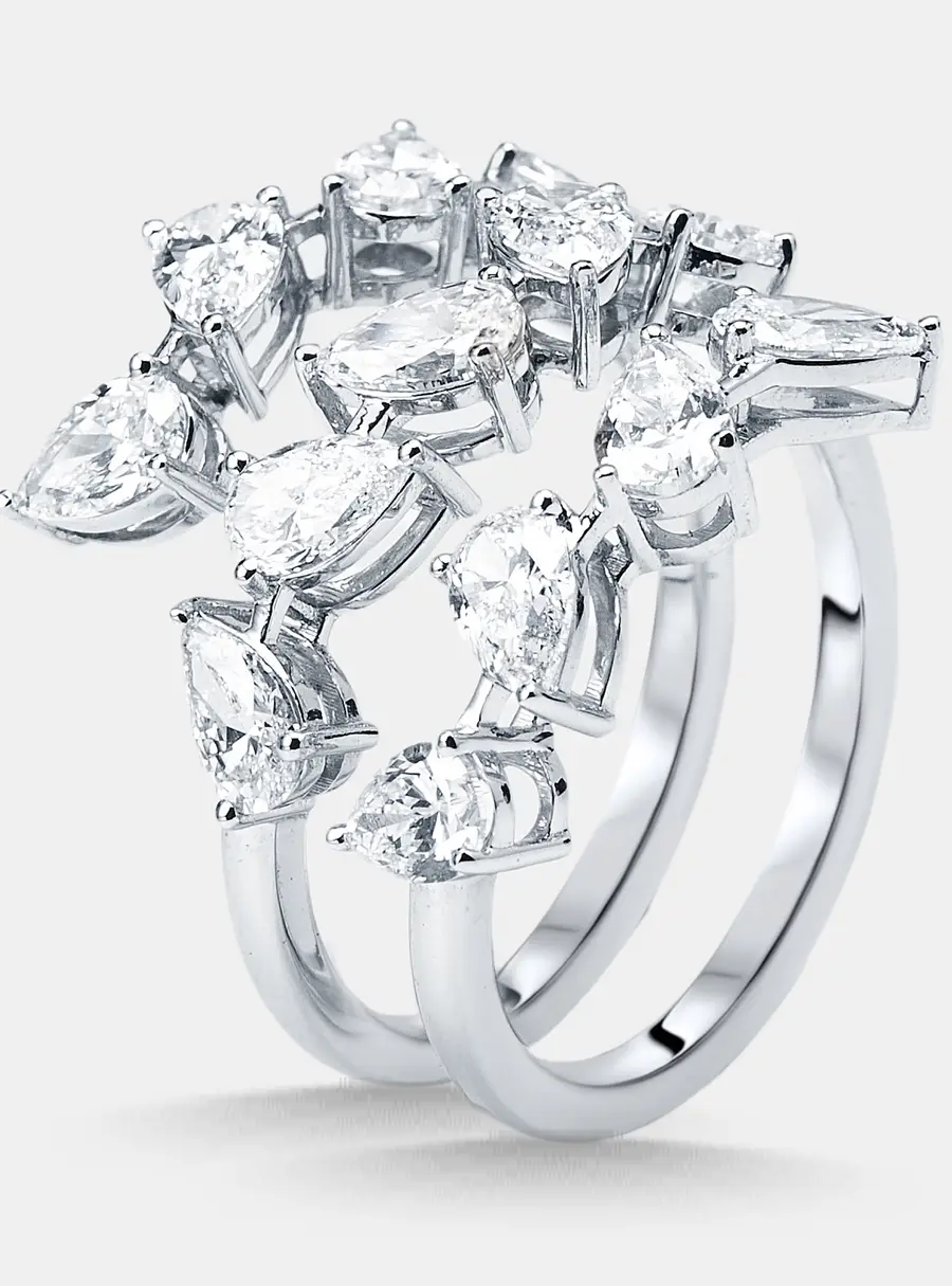 2.5 cts Pear Lab Grown Diamonds 18k White Gold Ring Size 51