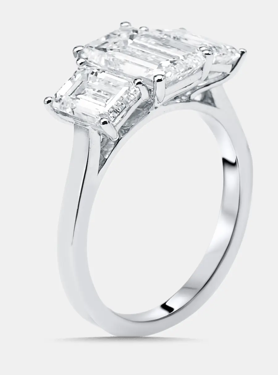 4 cts Emerald Lab Grown Diamonds 14k White Gold Ring Size 51