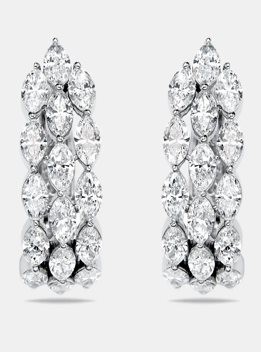 2 cts Marquise Lab Grown Diamonds 18k White Gold Earrings