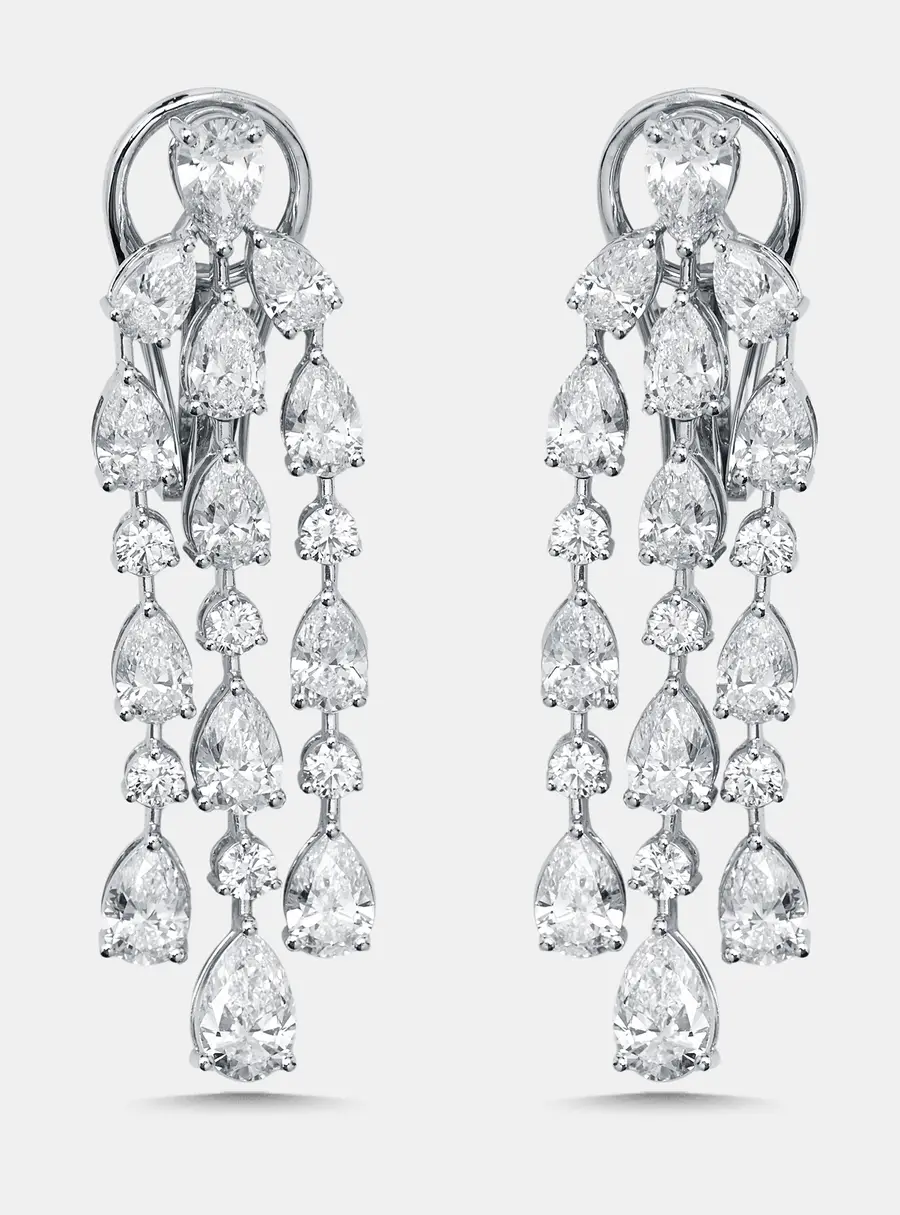 8.5 cts Pear, Round Lab Grown Diamonds 18k White Gold Earrings