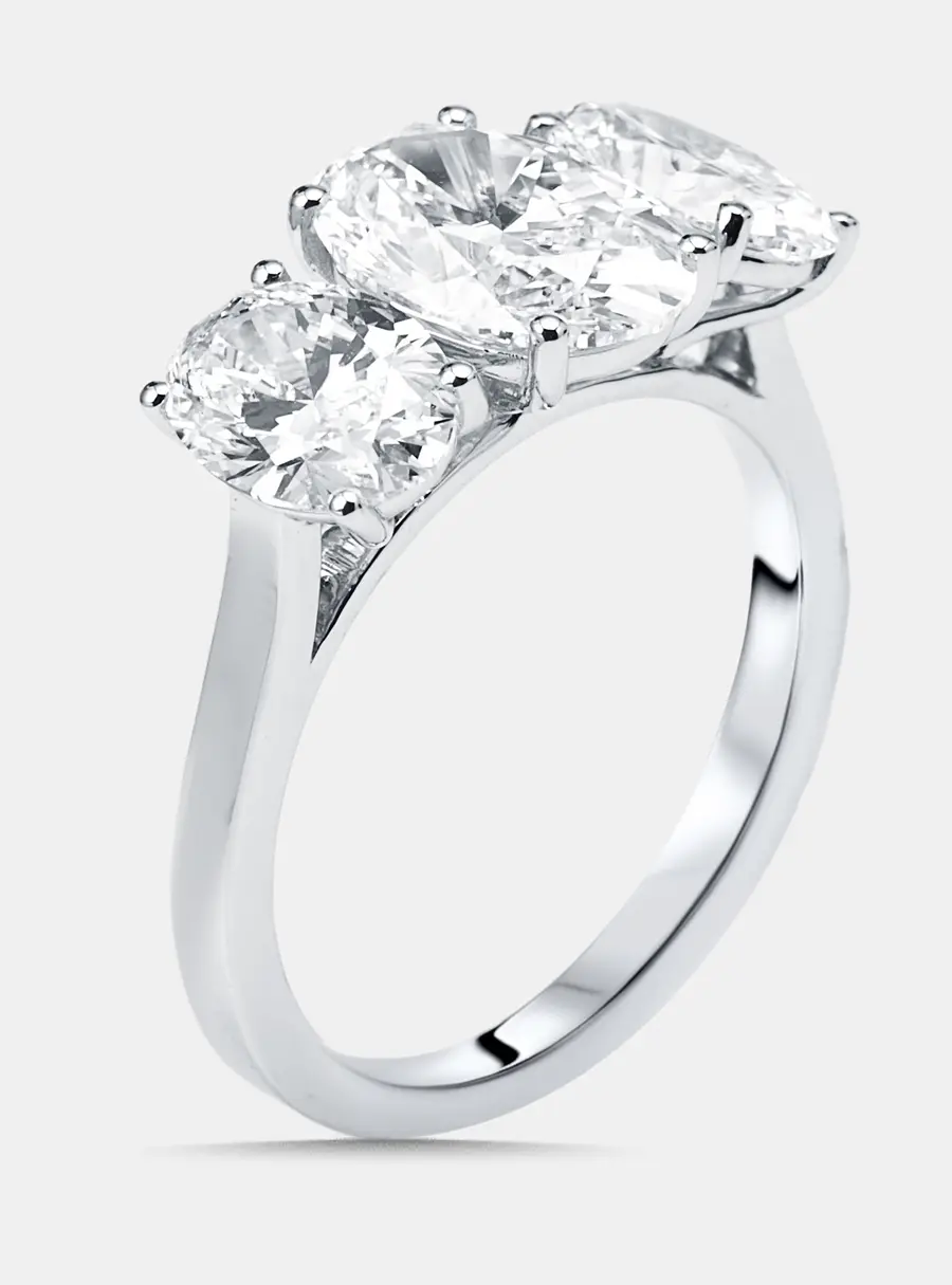 4 cts Oval Lab Grown Diamonds 14k White Gold Ring Size 52