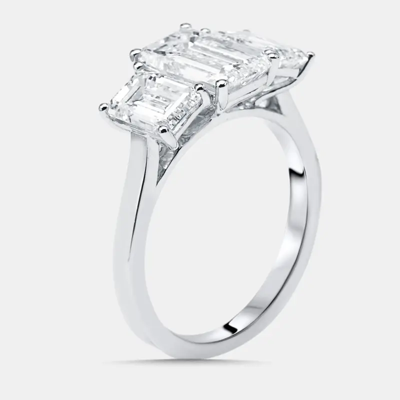 4 cts Emerald Lab Grown Diamonds 14k White Gold Ring Size 52