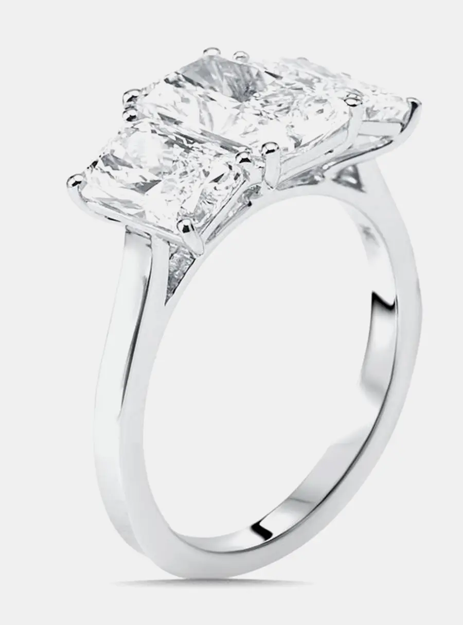 4 cts Radiant Lab Grown Diamonds 14k White Gold Ring Size 54