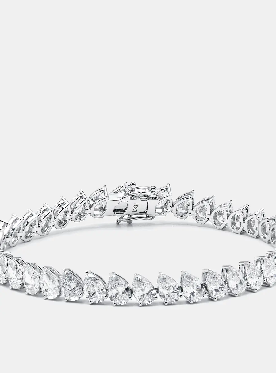 13.5 cts Pear Lab Grown Diamonds 18k White Gold Bracelet
