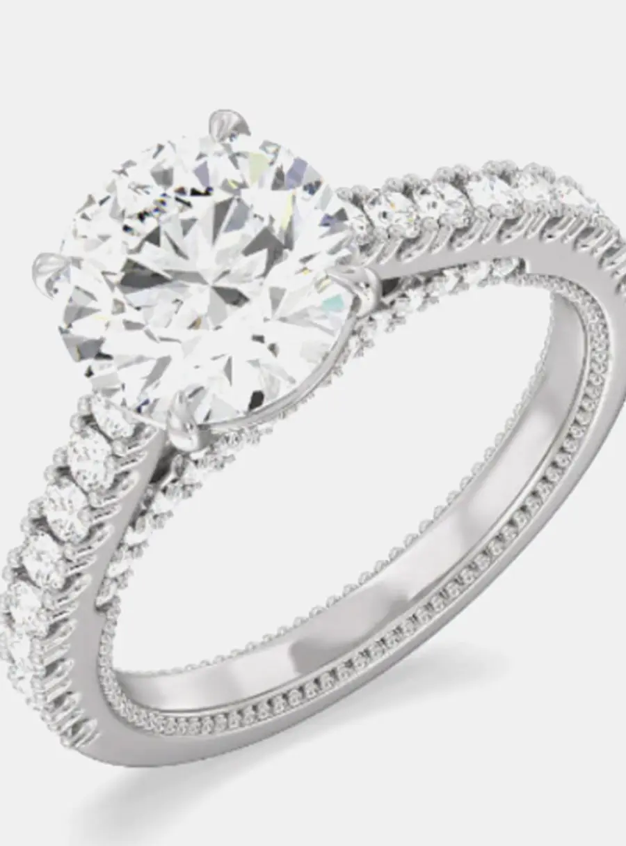 1.80 cts Round Lab Grown Diamond 14k White Gold Wedding Ring US 7