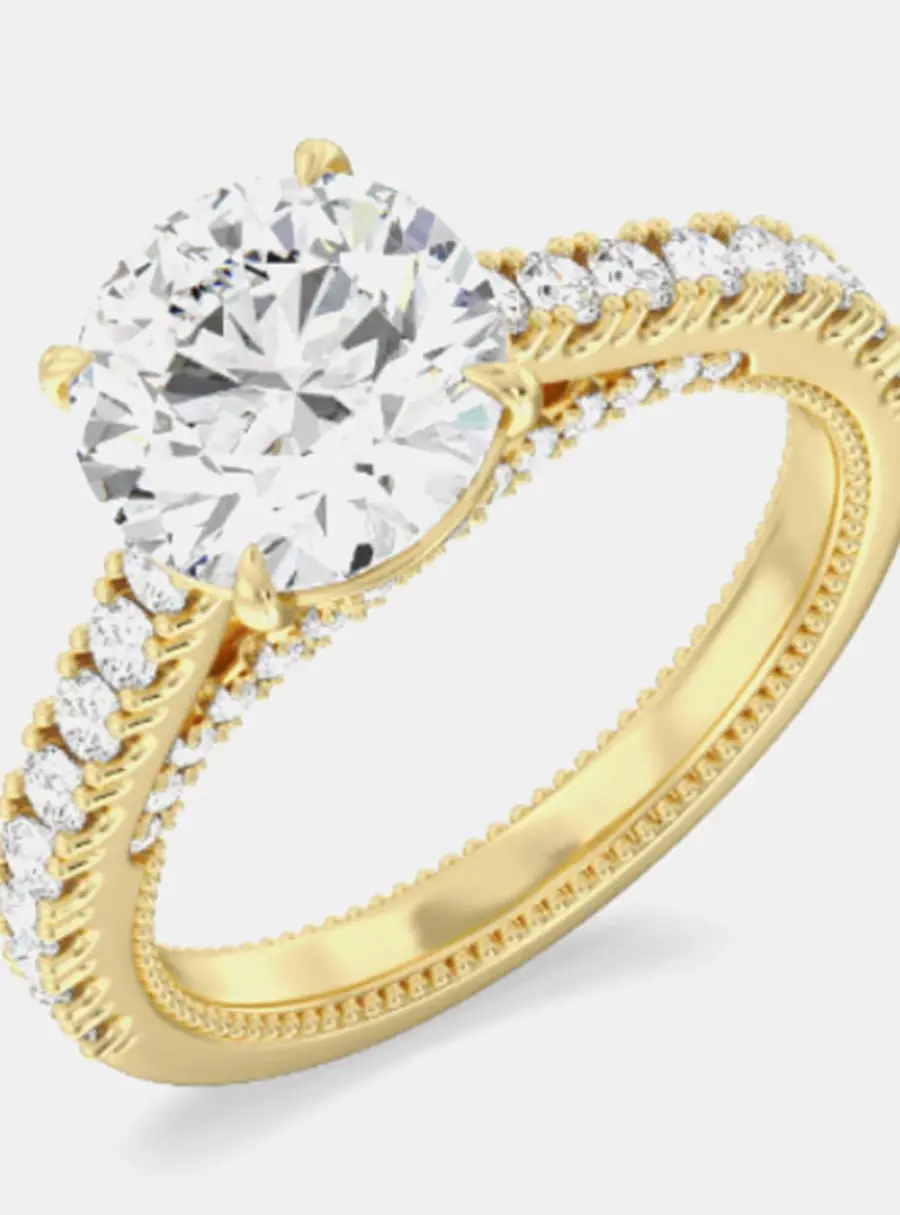 1.80 cts Round Lab Grown Diamond 14k Yellow Gold Wedding Ring US 6