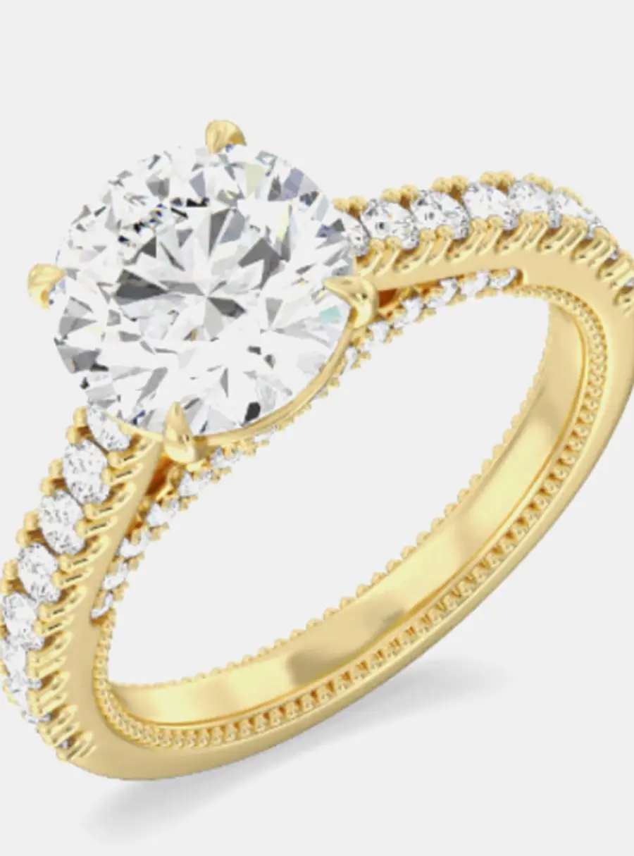 1.80 cts Round Lab Grown Diamond 14k Yellow Gold Wedding Ring US 6