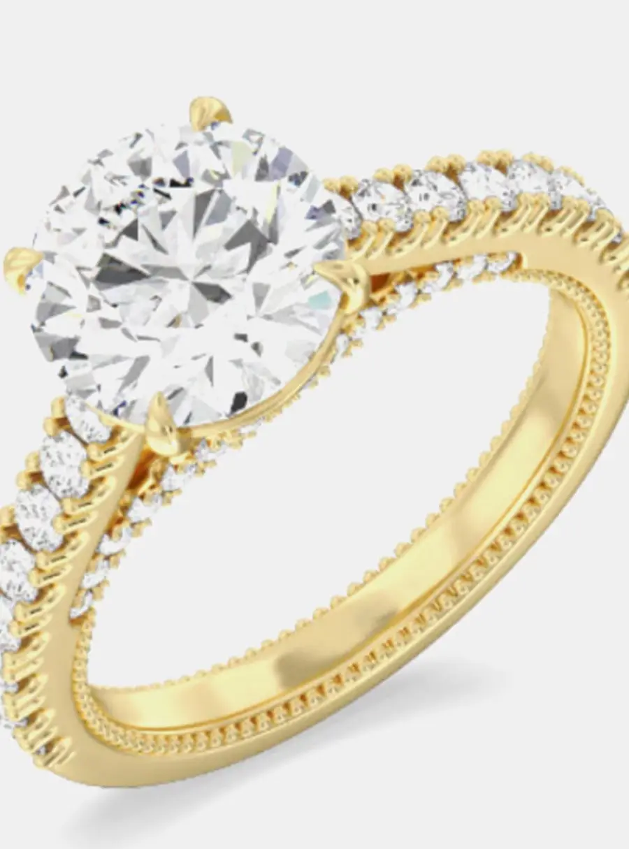 1.80 cts Round Lab Grown Diamond 14k Yellow Gold Wedding Ring US 6