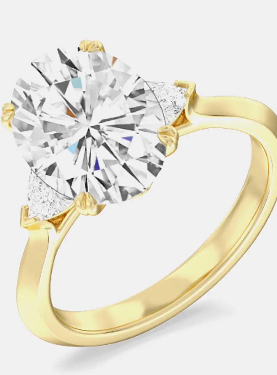 2.7 cts Oval Cut Lab Grown Diamond 14k Yellow Gold Ring US 7