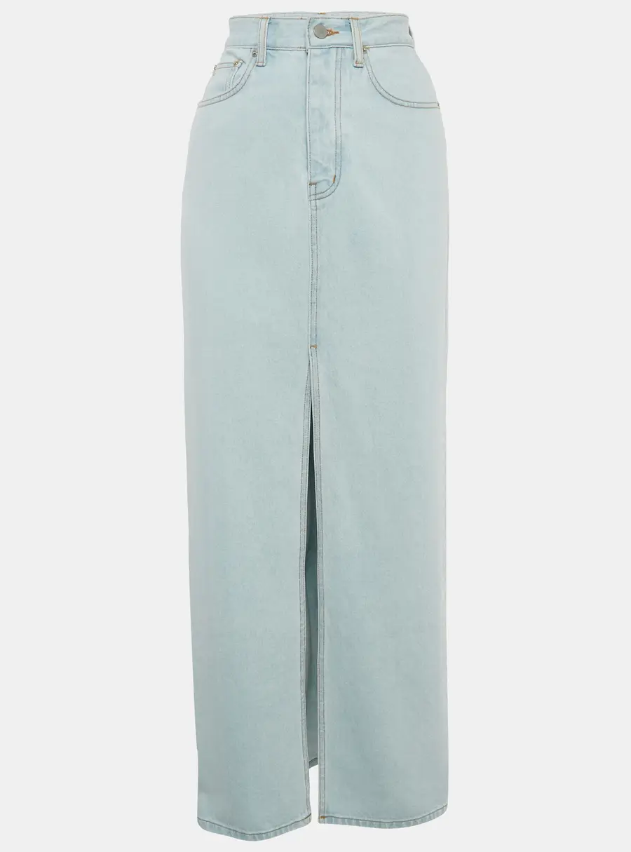 The Frankie Shop Blue Denim Slit Detail Maxi Skirt S
