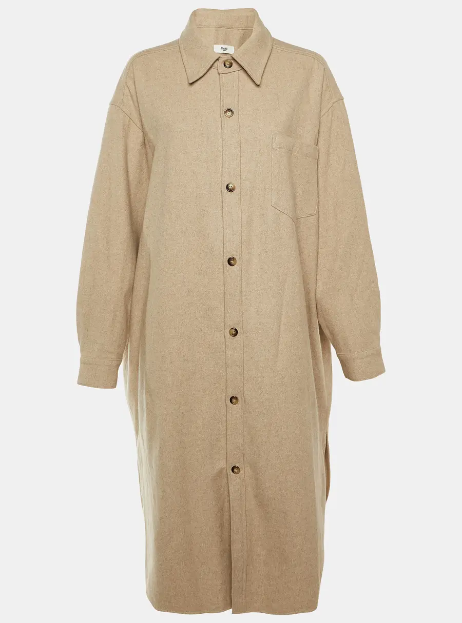 The Frankie Shop Beige Wool Blend Long Shaula Coat M