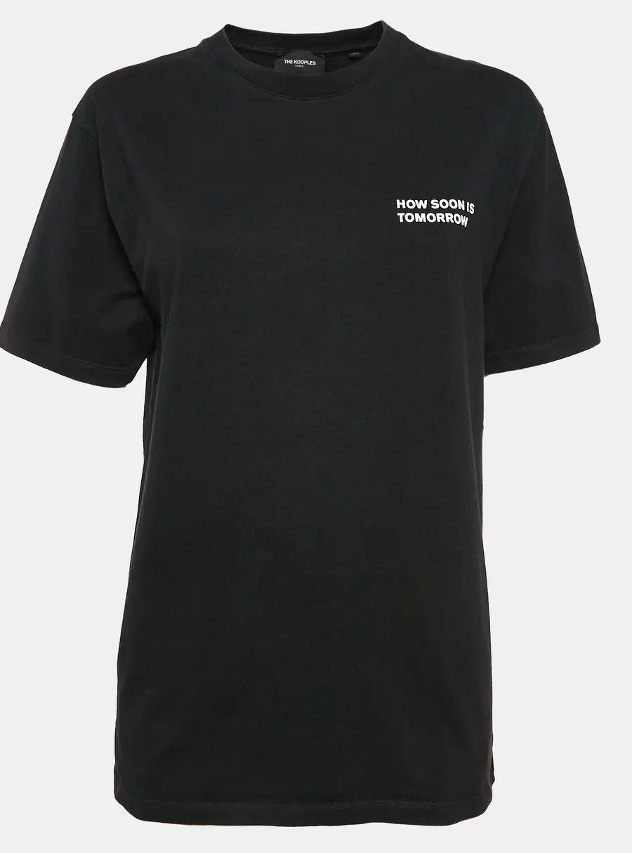 The Kooples Black Printed Cotton Jersey Crew Neck T-Shirt M