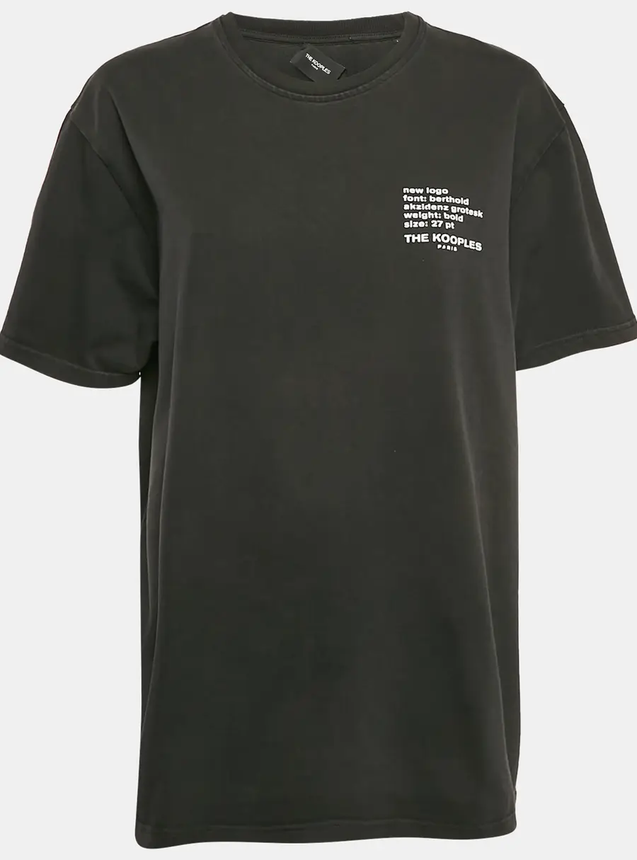 The Kooples Black Logo Print Jersey Crew Neck T-Shirt L