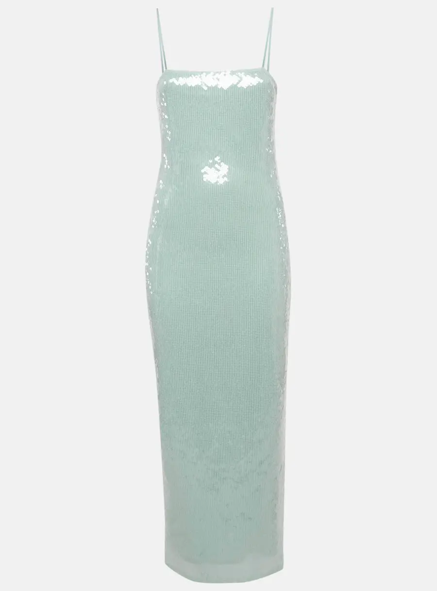 The Robe Blue Sequin Midi Slip Dress M