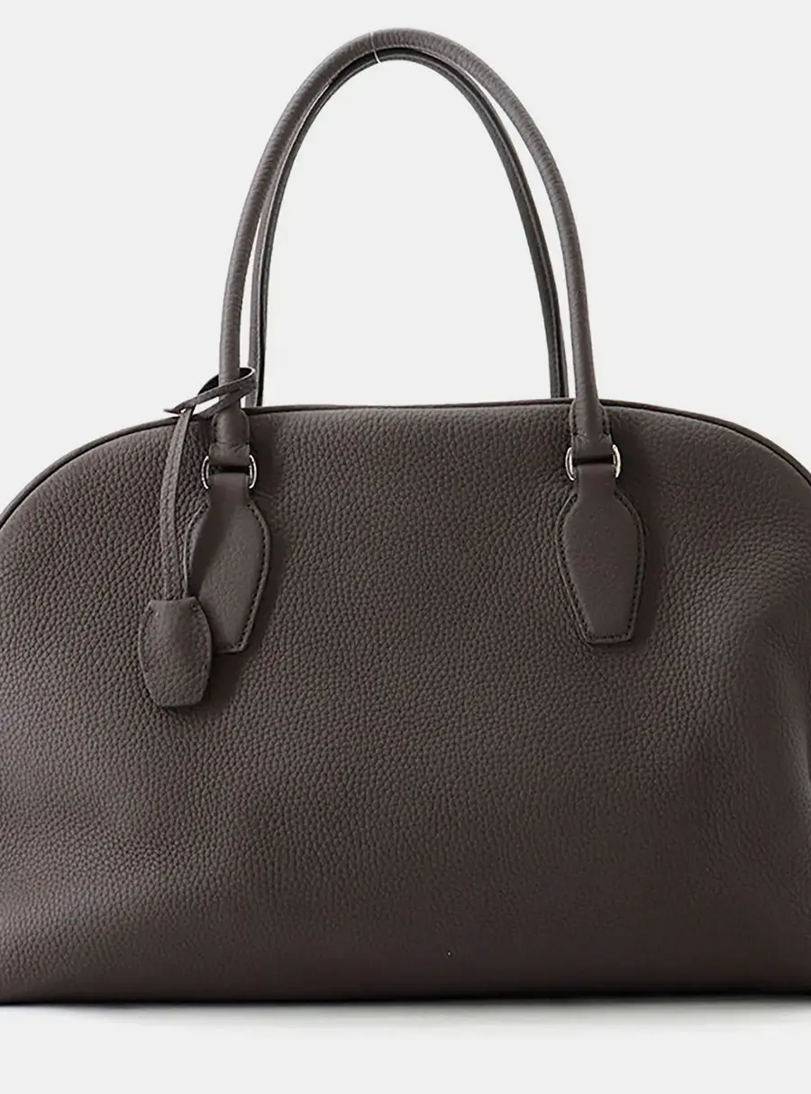 The Row India 15.75 Brown Grained Leather Top Handle Bag