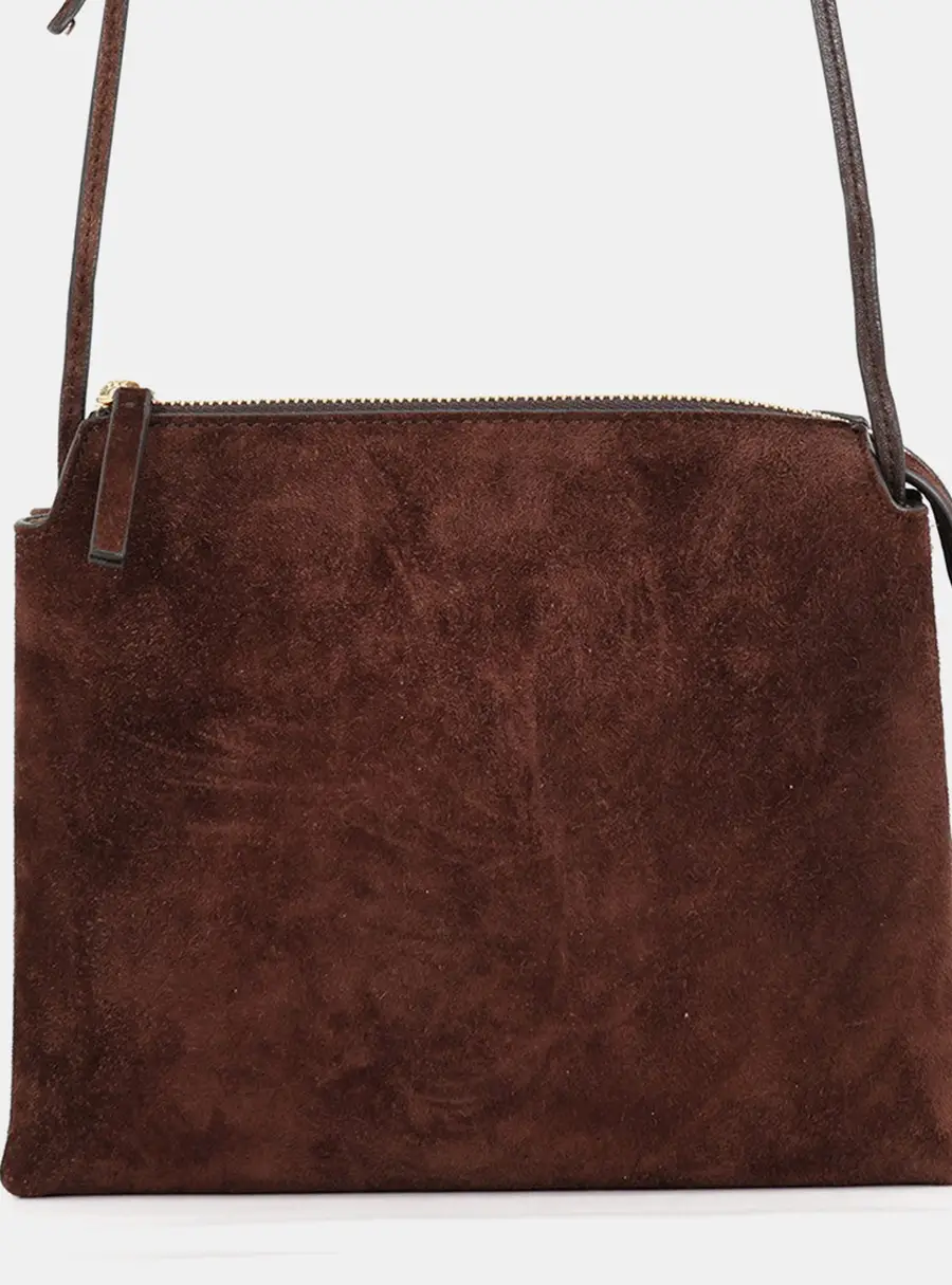 The Row Twin Mini Bag Brown Suede Leather Shoulder Bag