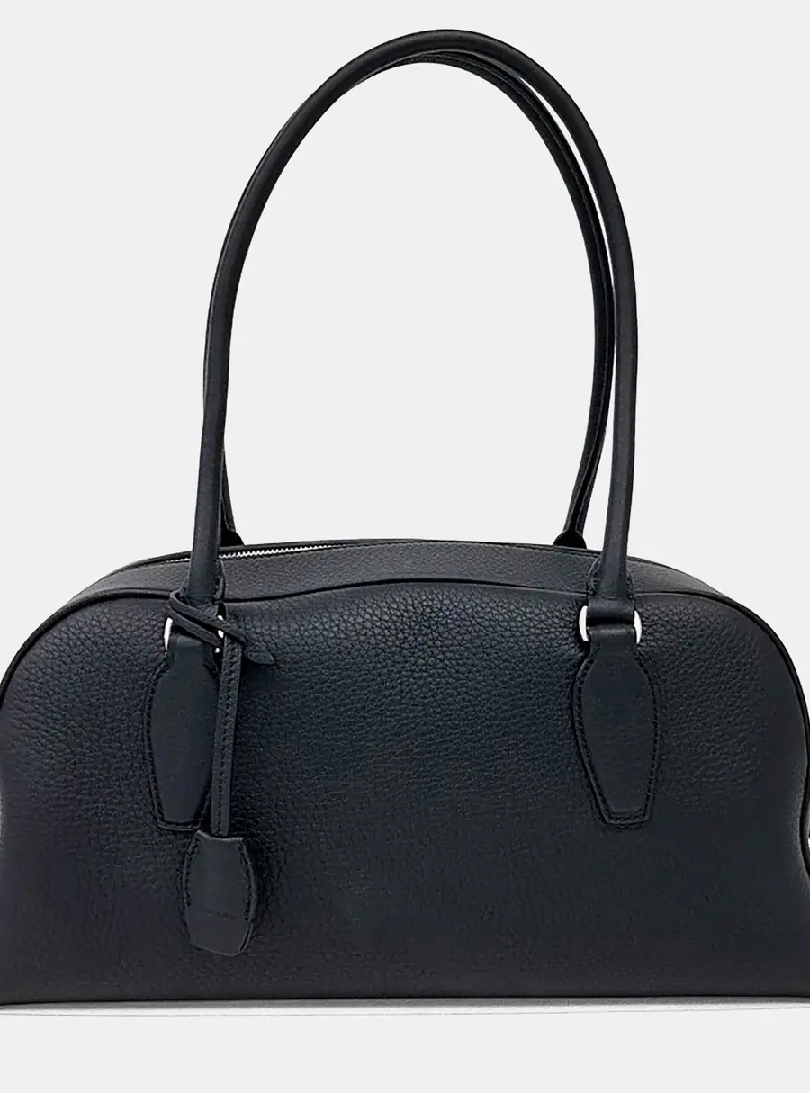 The Row Black Leather E/W India Bag