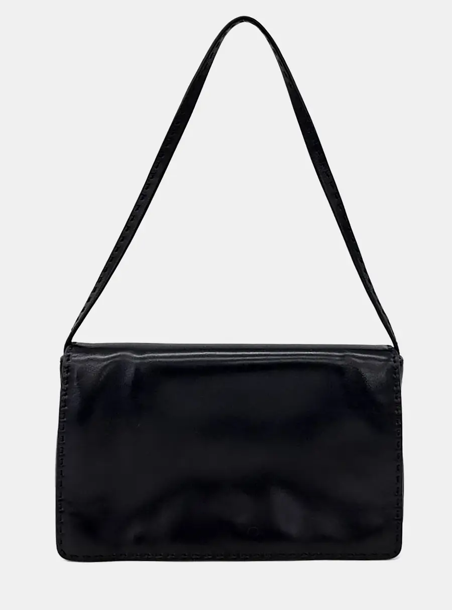 The Row The Low Nuance Black Leather Shoulder Bag