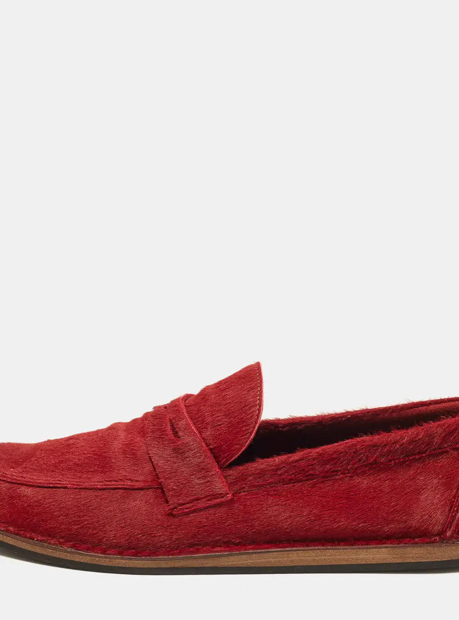 The Row Size 40 Burgundy Calf Hair Penny Loafers