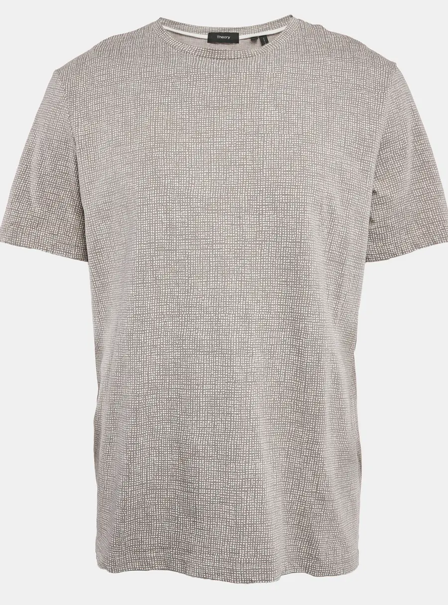Theory Grey Thordon Basic Micro Print Jersey T-Shirt XL