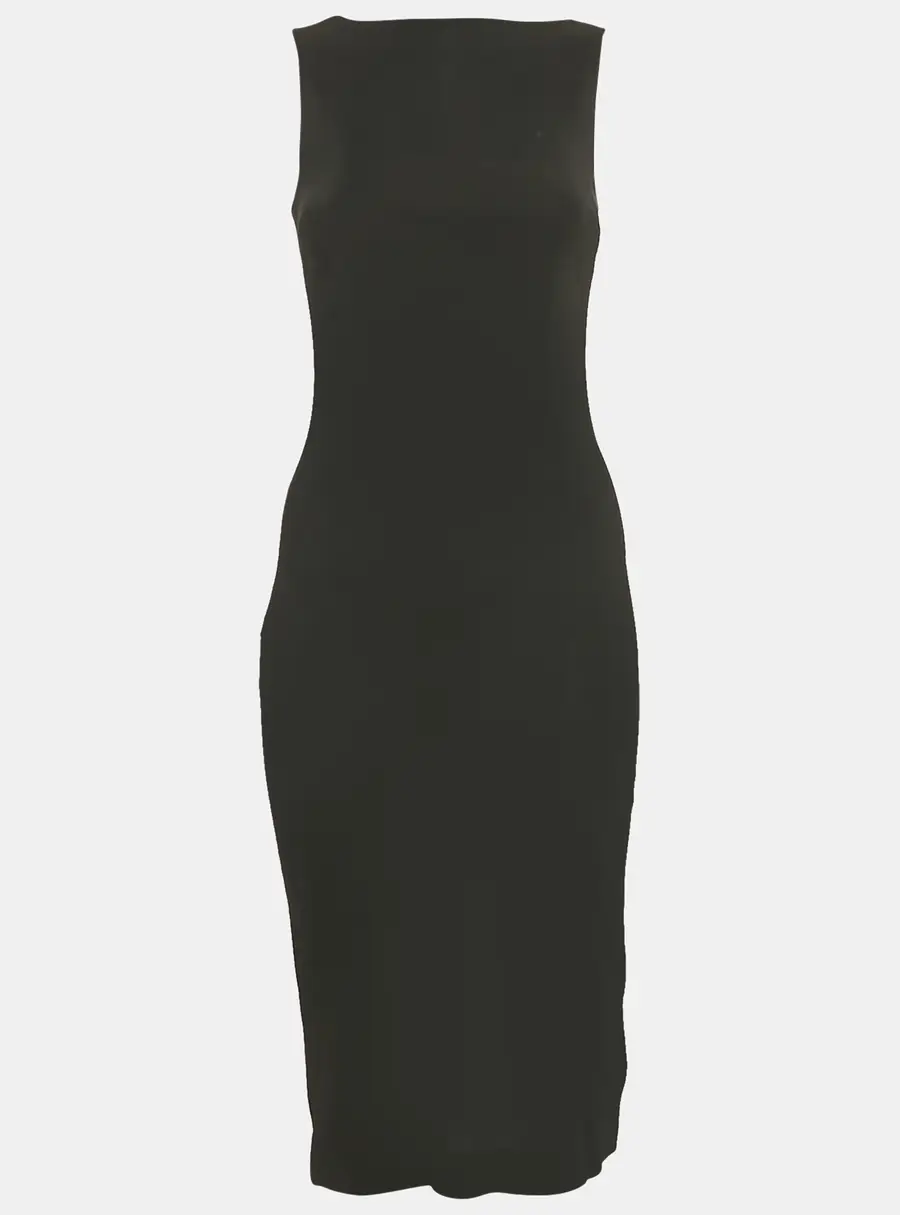 Theory Black Jersey Sleeveless Midi Dress S