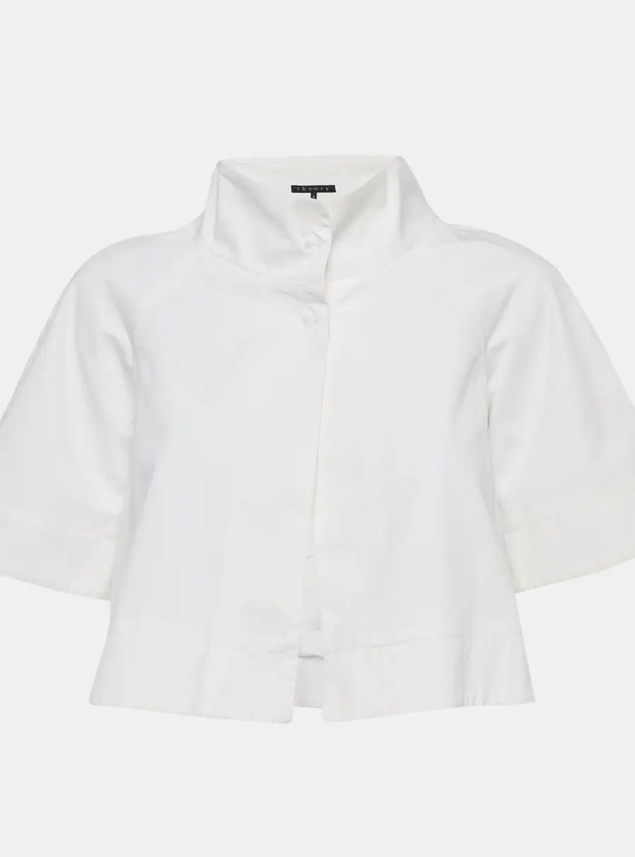 Theory White Cotton Gabardine Top XS