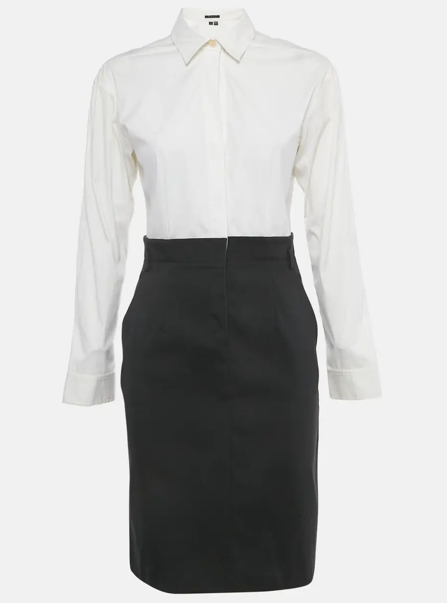 Theory Black/White Poplin Shirt Dress S
