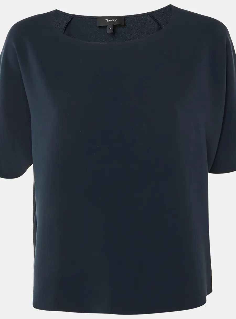 Theory Midnight Blue Crepe Raglan Sleeve Top S