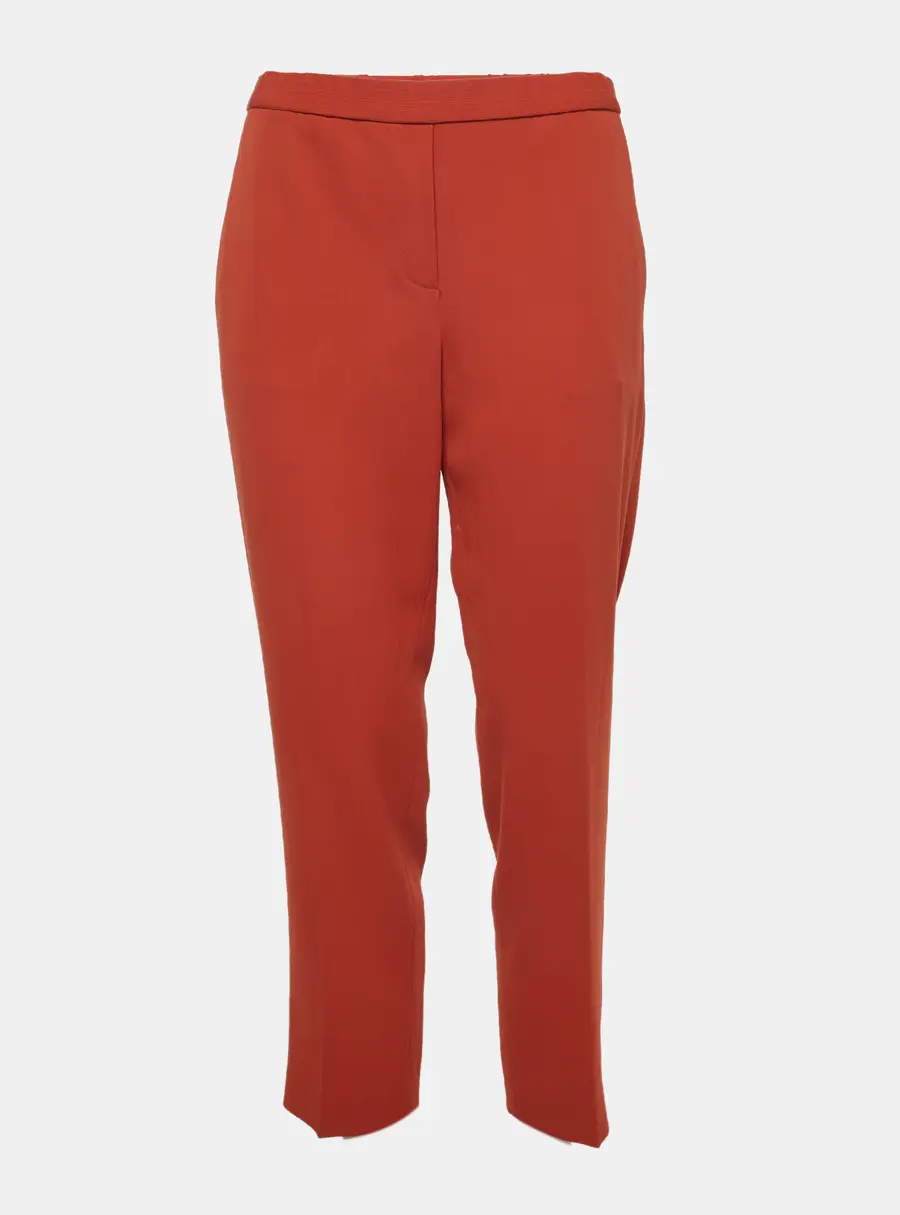Theory Burnt Orange Textured Crepe Straight Leg Pants S