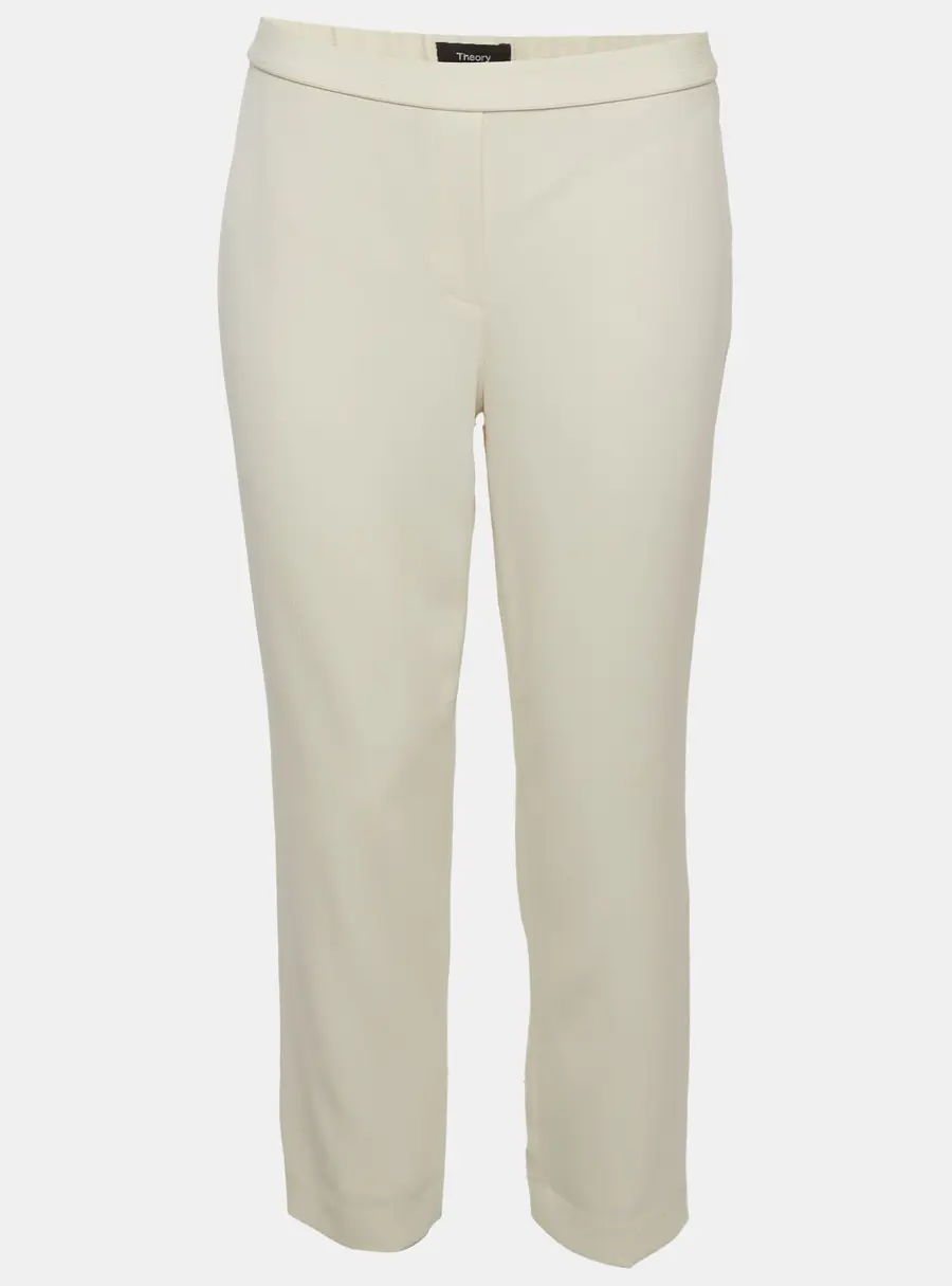 Theory Cream Textured Crepe Regular Fit Trouser XS