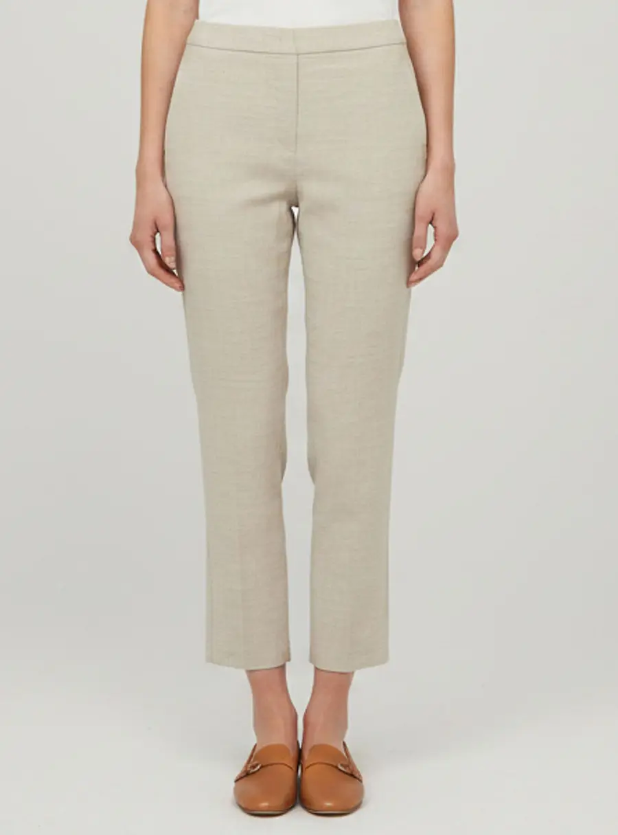 Theory Beige Linen Blend Regular Fit Pants XS