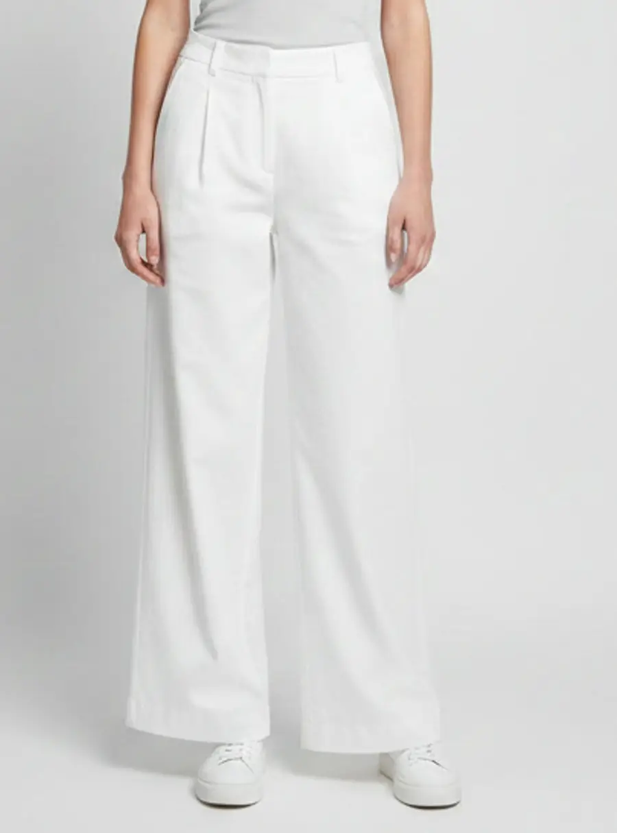 Theory White Linen Pleated Low-Rise Galena Pants M
