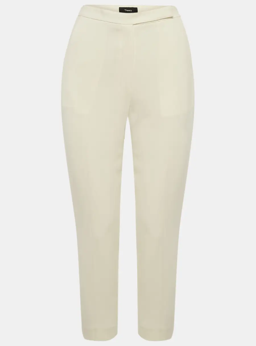 Theory Rice White Admiral Crepe High Waist Slim Fit Cropped Trousers S