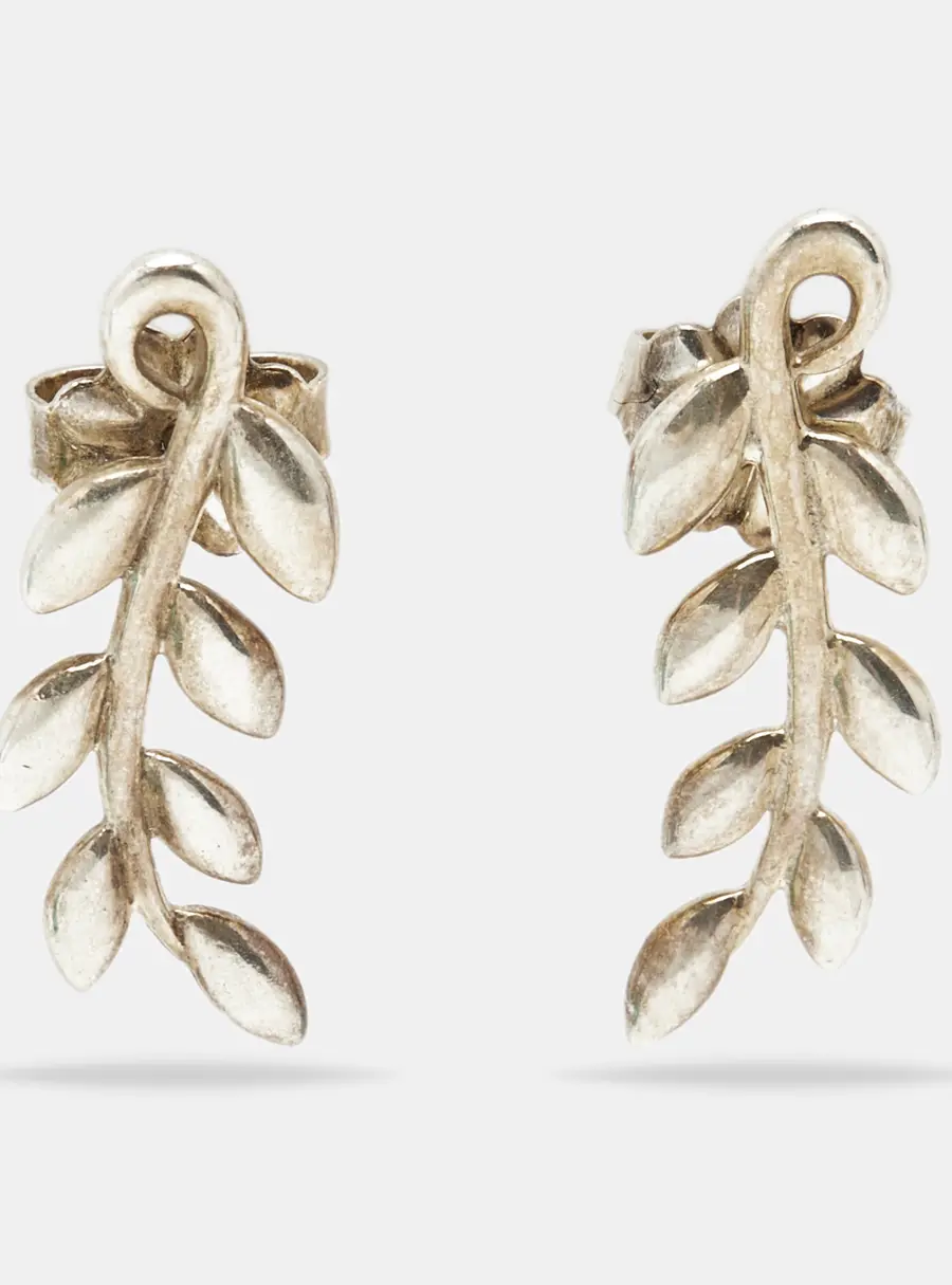 Tiffany & Co. Olive Leaf Climber Sterling Silver Earrings