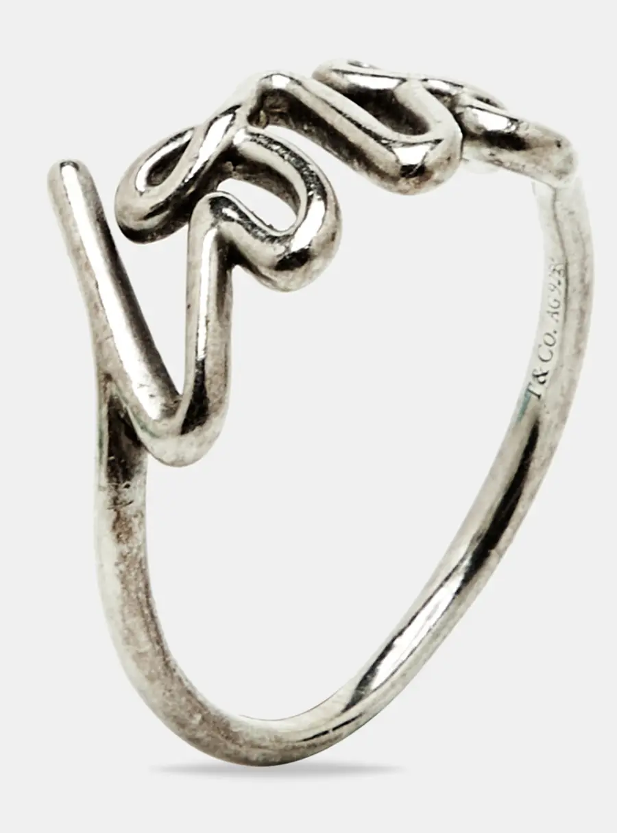 Tiffany & Co. Paloma Picasso Graffiti Love Sterling Silver Ring Size 53