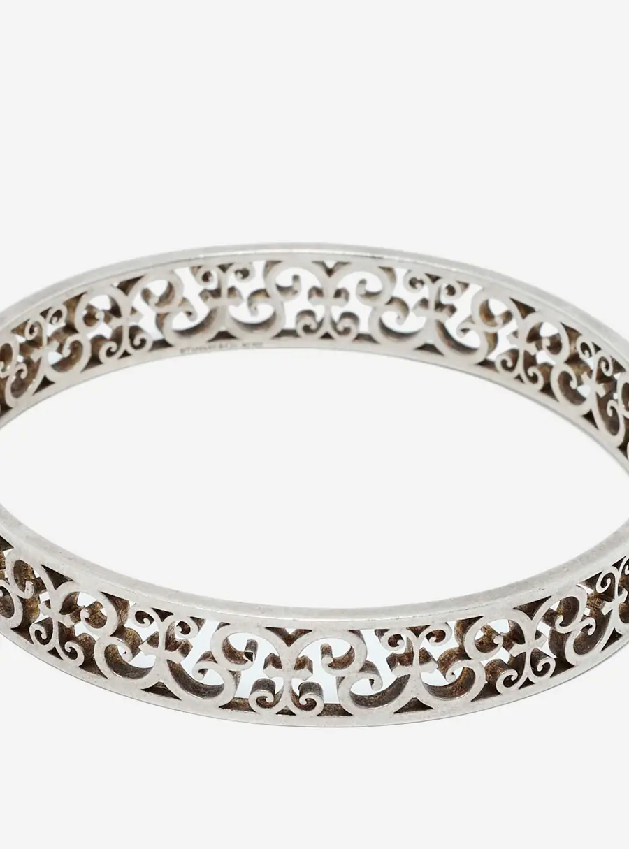 Tiffany & Co Enchant Scroll 925 Sterling Silver Bangle Bracelet