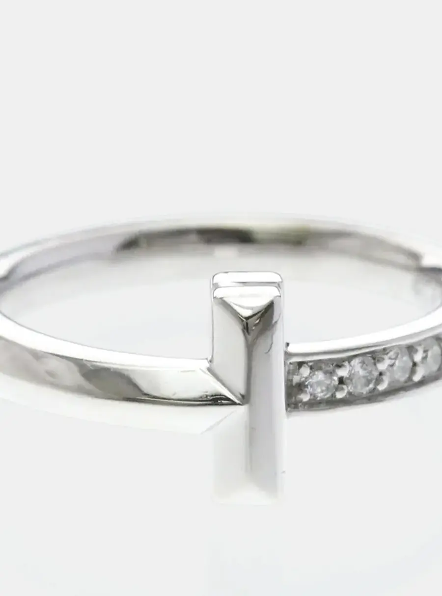 Tiffany & Co. T One 18k White Gold Diamonds Ring EU 47