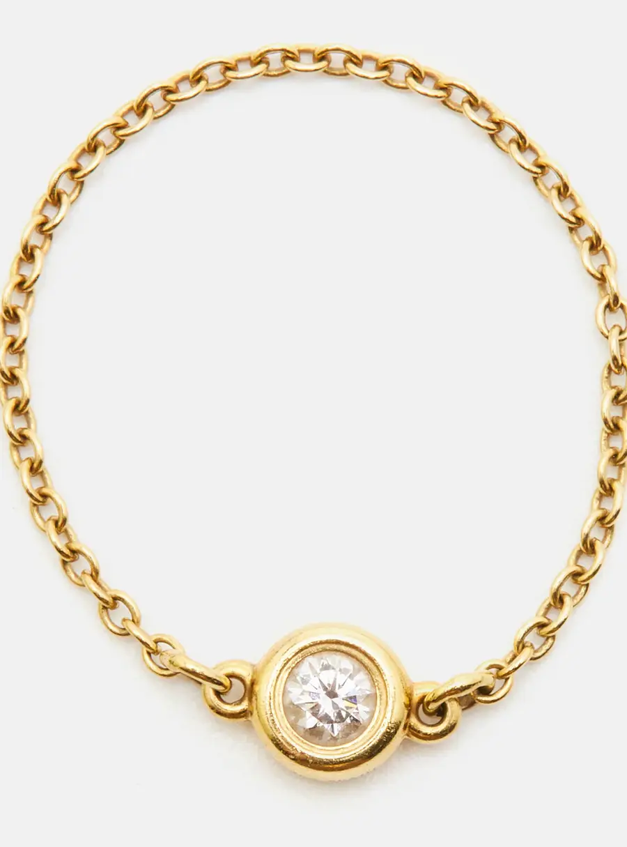 Tiffany & Co. Elsa Peretti Diamonds by the Yard 18k Yellow Gold Ring Size 54